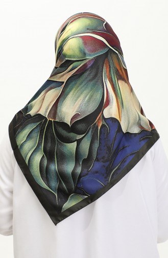 إيشارب منقوش رايون كاراجا 81045-09 أصفر أخضر عسكري 81045-09
