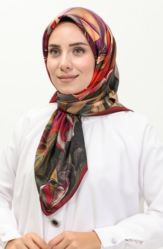 Karaca Patterned Rayon Scarf 81045-15 Claret Red Orange 81045-15