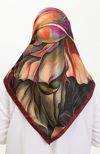 Karaca Patterned Rayon Scarf 81045-15 Claret Red Orange 81045-15