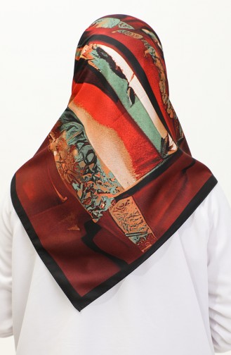 Rayon Sjaal Met Karaca-patroon 81047-03 Claret Red 81047-03