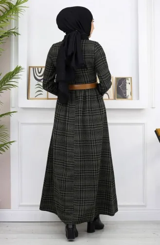 Button Detailed Dress Khaki 19166 14979