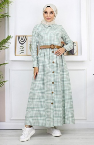 Robe Détail Boutons Menthe 19166 14977