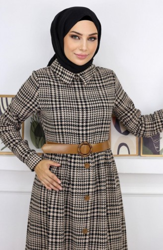 Jurk Met Knoopdetails Tan 19166 14976