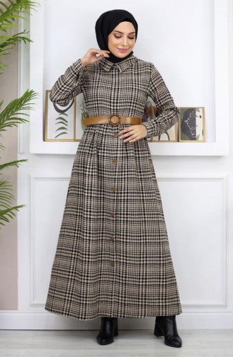 Jurk Met Knoopdetails Tan 19166 14976