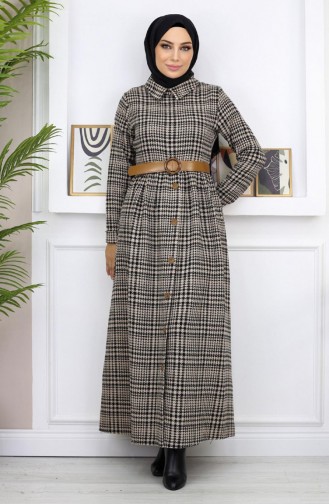 Jurk Met Knoopdetails Tan 19166 14976