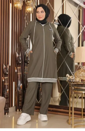 Zippered Ribbed Suit Khaki 10404 14794