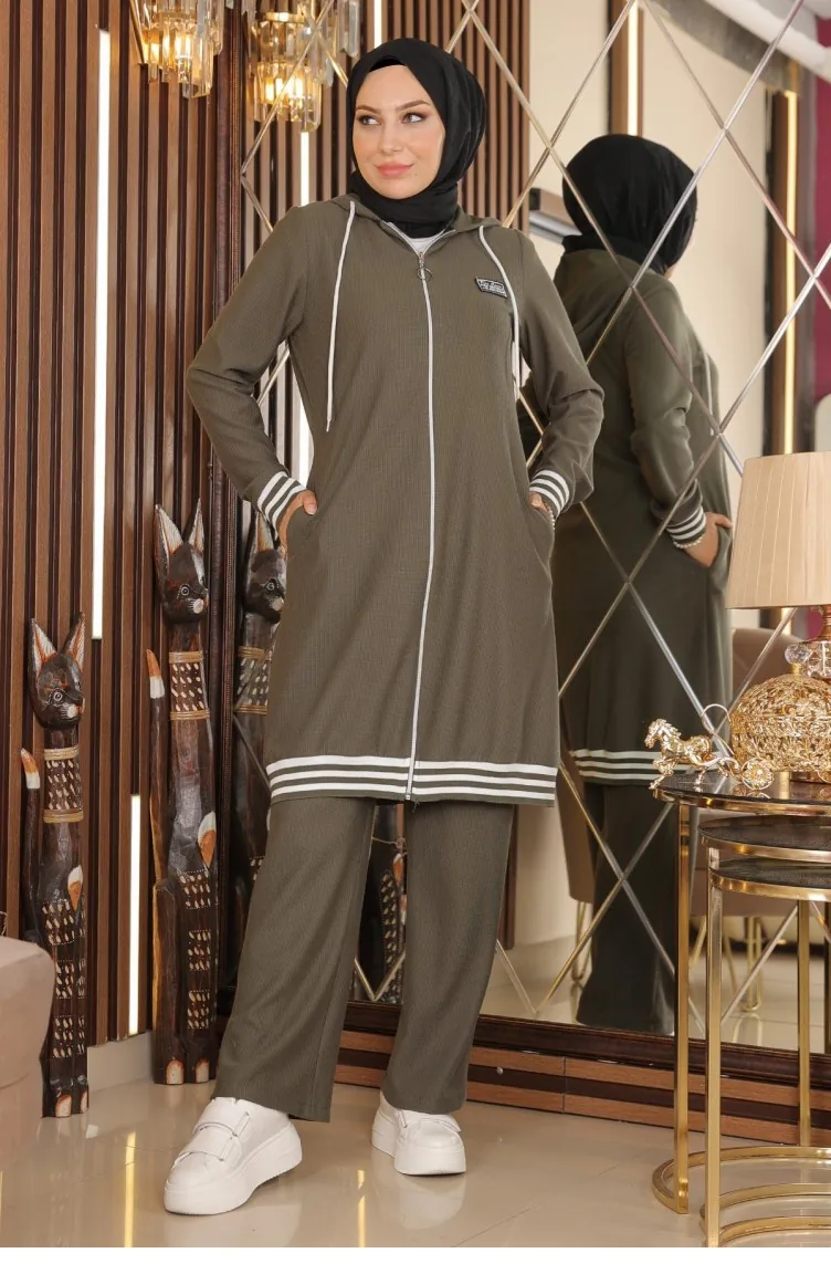 Zippered Ribbed Suit Khaki 10404 14794
