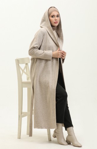 Vivezza Anvolog Hooded Herringbone Cashmere Coat 6998-04 Beige 6998-04