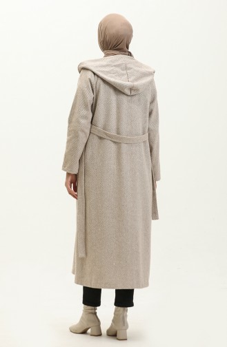 Vivezza Anvolog Hooded Herringbone Cashmere Coat 6998-04 Beige 6998-04