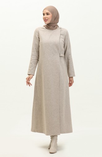 Vivezza Anvolog Abaya Cousu à Chevrons 6999-04 Beige 6999-04