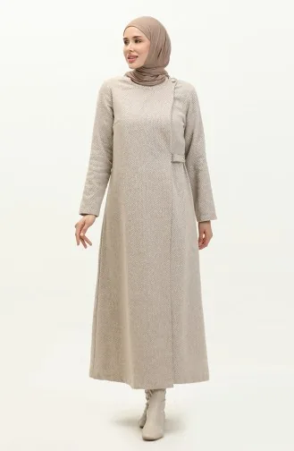 Vivezza Anvolog Herringbone Stitched Abaya 6999-04 Beige 6999-04