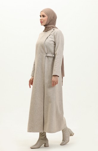 Vivezza Anvolog Abaya Cousu à Chevrons 6999-04 Beige 6999-04