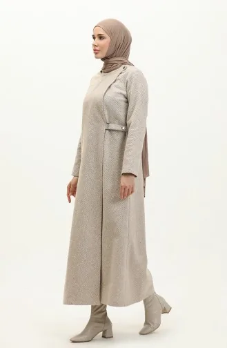 Vivezza Anvolog Herringbone Stitched Abaya 6999-04 Beige 6999-04