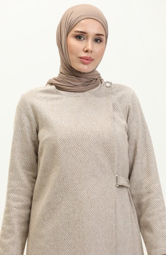 Vivezza Anvolog Abaya Cousu à Chevrons 6999-04 Beige 6999-04