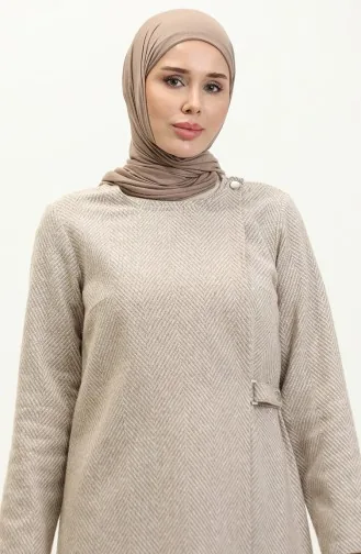 Vivezza Anvolog Herringbone Stitched Abaya 6999-04 Beige 6999-04
