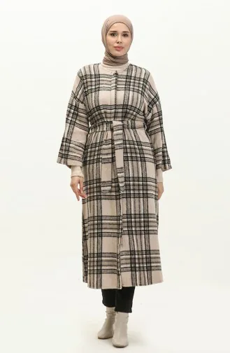 Plaid Patterned Wool Coat 23K8768-04 Beige 23K8768-04