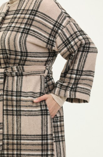 Plaid Patterned Wool Coat 23K8768-04 Beige 23K8768-04