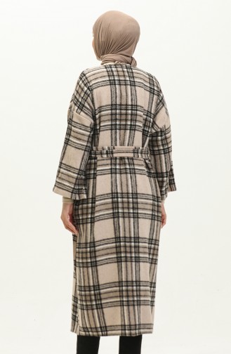 Plaid Patterned Wool Coat 23K8768-04 Beige 23K8768-04