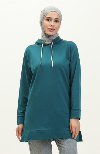 Sweatshirt Met Capuchon En Twee Draden 23006-02 Petrol 23006-02