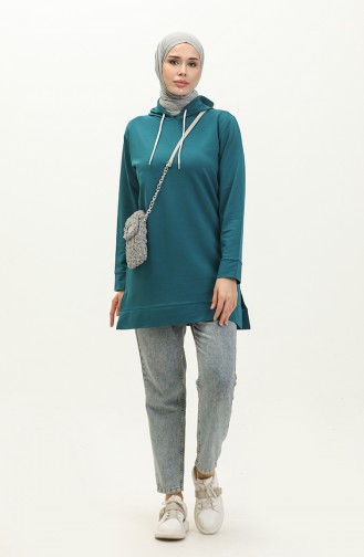 Sweatshirt Met Capuchon En Twee Draden 23006-02 Petrol 23006-02