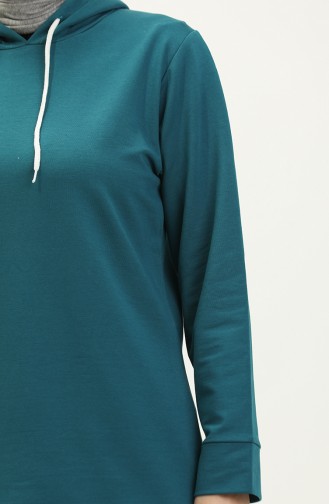 Zweifädiges Kapuzen-Sweatshirt 23006-02 Petrol 23006-02