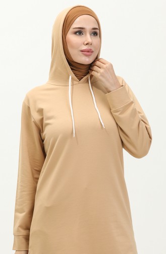 Zweifädiges Kapuzen-Sweatshirt 23006-04 Beige 23006-04