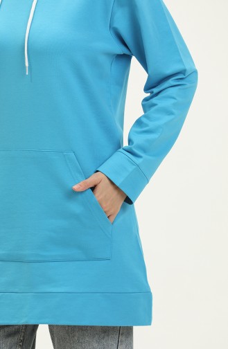 Sweat Deux Fils Poche Kangourou 23007-01 Turquoise 23007-01