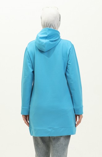 Sweat Deux Fils Poche Kangourou 23007-01 Turquoise 23007-01