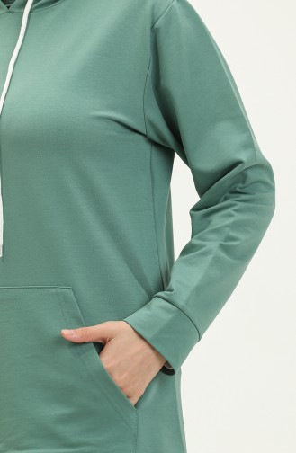 Tweedraads Sweatshirt Met Kangoeroezakken 23007-02 Groen 23007-02