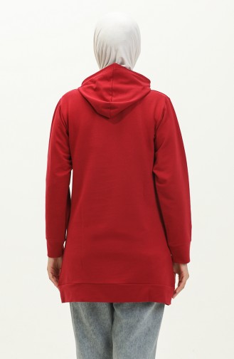 İki İplik Kanguru Cepli Sweatshirt 23007-03 Bordo