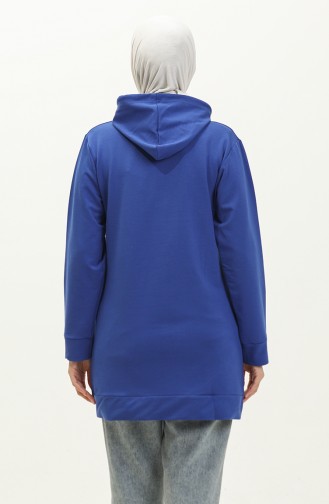 İki İplik Kanguru Cepli Sweatshirt 23007-05 Saks