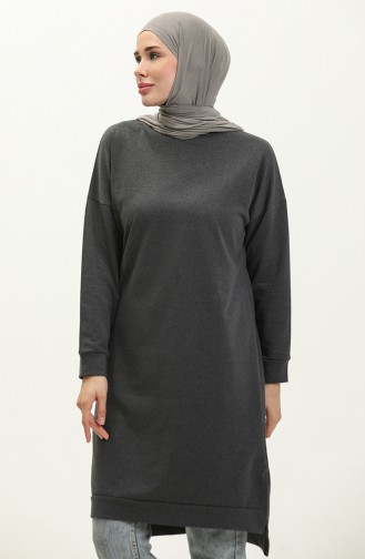 Two Thread Slit Detailed Sports Tunic 3010-02 Anthracite 3010-02