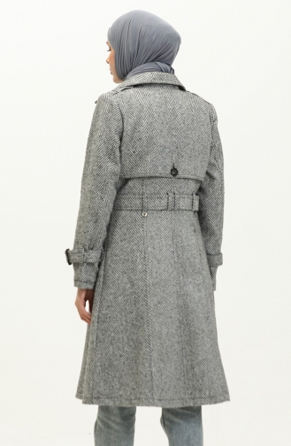 Vivezza Herringbone Stitch Trench Coat 8503-01 Black White 8503-01