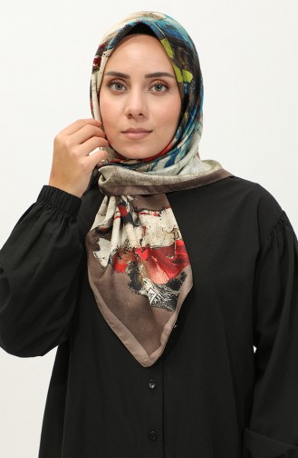 Rayon-sjaal Met Karaca-patroon 81037-06 Donkermink Claret Red 81037-06