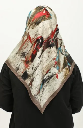 Karaca Gemusterter Rayon-Schal 81037-06 Dunkles Nerzweinrot 81037-06