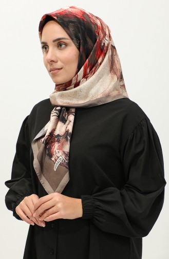 Rayon Sjaal Met Karaca-patroon 81037-12 Mink Claret Red 81037-12