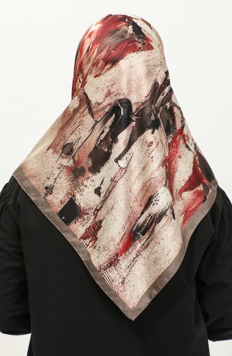 Rayon Sjaal Met Karaca-patroon 81037-12 Mink Claret Red 81037-12