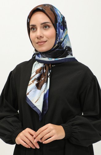 Karaca Gemusterter Rayon-Schal 81038-02 Marineblau-Braun 81038-02