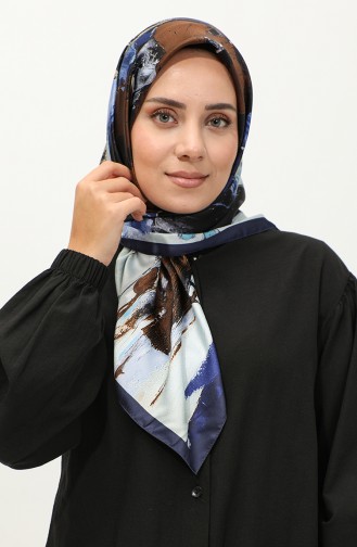 Karaca Gemusterter Rayon-Schal 81038-02 Marineblau-Braun 81038-02