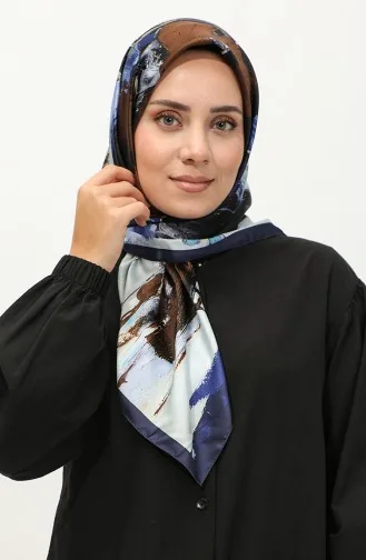 Karaca Gemusterter Rayon-Schal 81038-02 Marineblau-Braun 81038-02