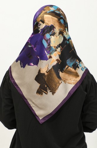 Karaca Patterned Rayon Scarf 81038-05 Purple Sax 81038-05