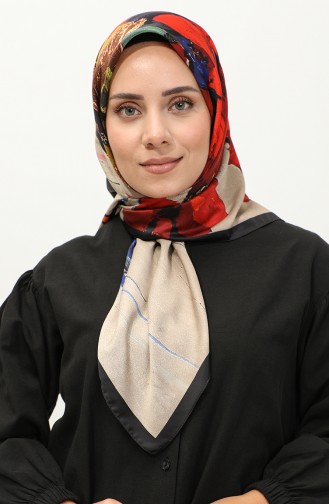 إيشارب منقوش رايون كاراجا 81038-07 أسود أحمر 81038-07