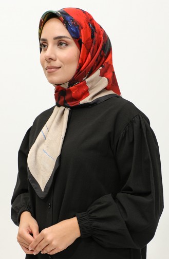 إيشارب منقوش رايون كاراجا 81038-07 أسود أحمر 81038-07