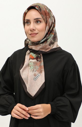 Karaca Gemusterter Rayon-Schal 81039-04 Bitterbraun Pistaziengrün 81039-04
