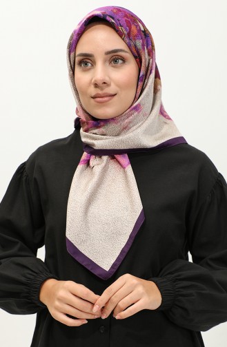 Karaca Desenli Rayon Eşarp 81039-11 Mor Eflatun