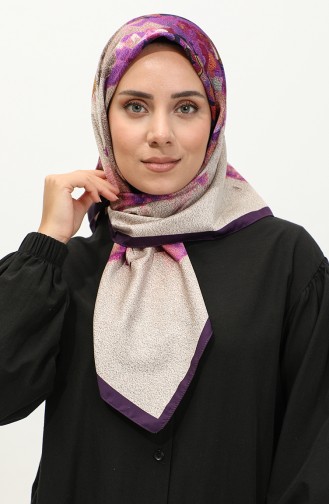 Karaca Desenli Rayon Eşarp 81039-11 Mor Eflatun