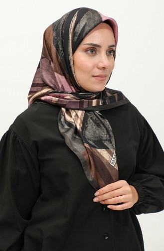Karaca Patterned Rayon Scarf 81041-02 Anthracite Brown 81041-02