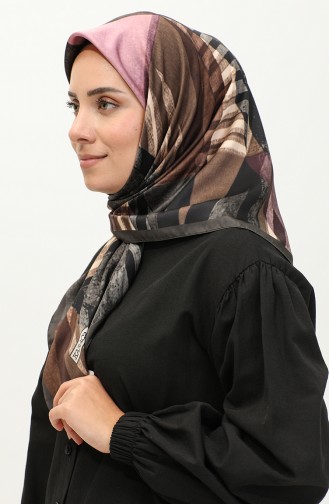 Karaca Patterned Rayon Scarf 81041-02 Anthracite Brown 81041-02
