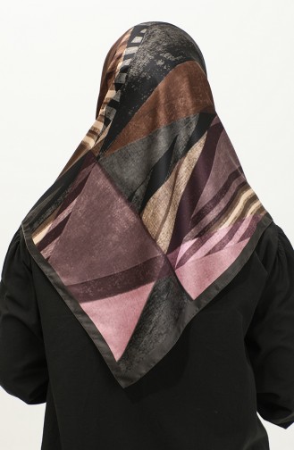 Karaca Patterned Rayon Scarf 81041-02 Anthracite Brown 81041-02