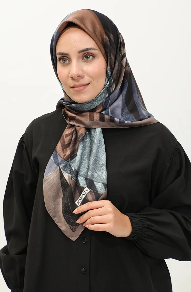 Karaca Gemusterter Rayon-Schal 81041-10 Erdbraun 81041-10